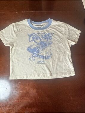 Chemistry Kids Corvette Graphic Tee in Cream and Light Blue